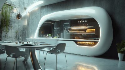 Futuristic Bread Toaster in Modern Kitchen