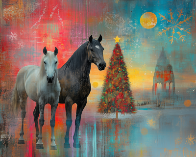 Surreal Christmas Horses