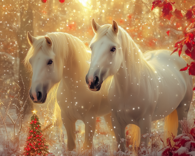 Surreal Christmas Horses