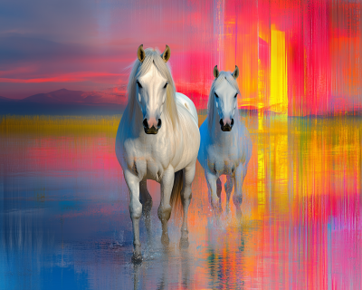 Romantic Horses in Snow