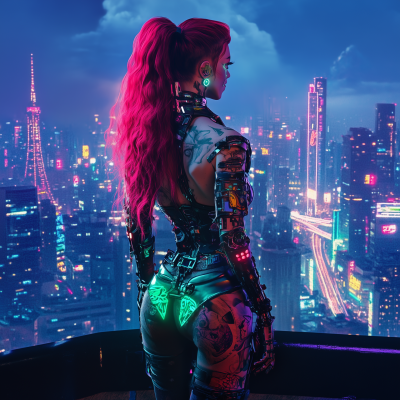 Futuristic Nighttime Encounter