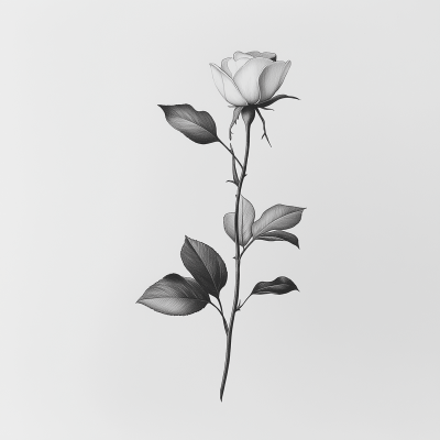 Minimalist Pencil Drawings of Roses