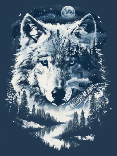 Wild and Free Snow Wolf