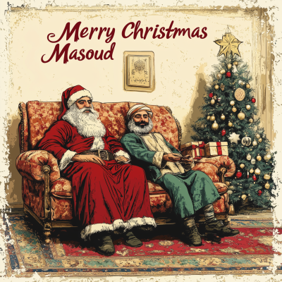 Modern Illustration of Ibn Sina and Santa Claus