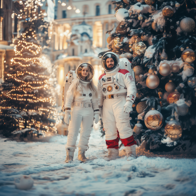 Santa Claus and Snow Maiden in Space