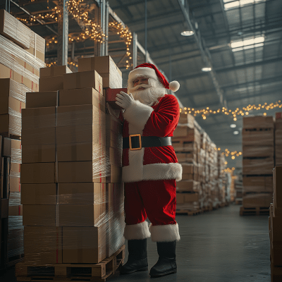 Santa Claus in Warehouse