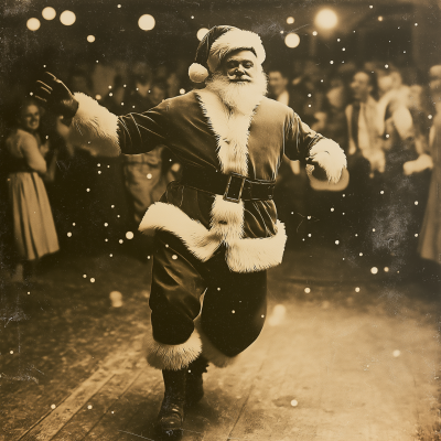 Vintage Santa Claus Nightclub Dance