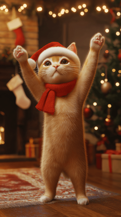 Cheerful Christmas Cat