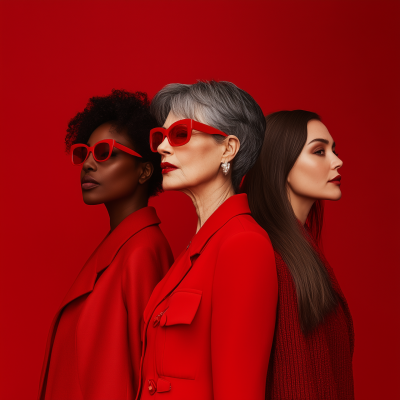 Fashionable Trio in Red