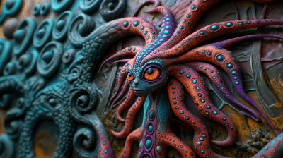 Psychedelic Alien in Futuristic Background