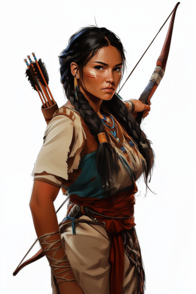 Native American Woman with Longbow