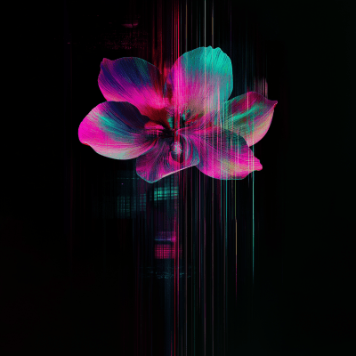 Neon Glitch Flower