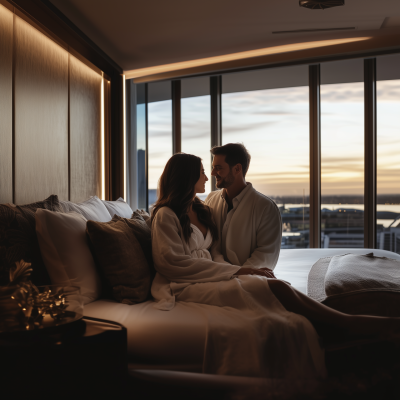 Elegant Couple in Hotel Suite