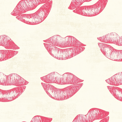 Lipstick Kisses on Cream Background