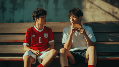 Young Soccer Players on the Bench