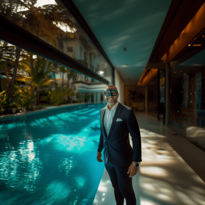 Man in Suit with Snorkel