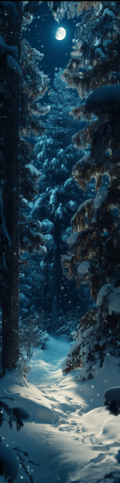 Snowy Dark Forest at Night