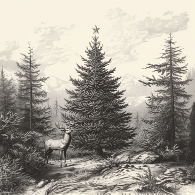 Vintage Christmas Tree Illustration