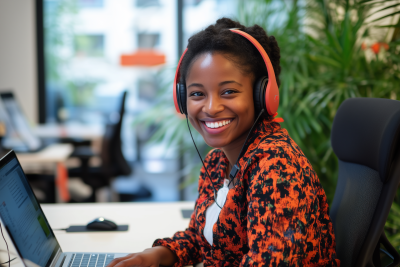 Happy woman at modern office