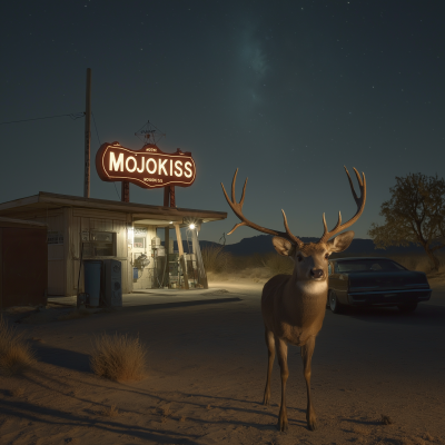 Old Gas Station at Night