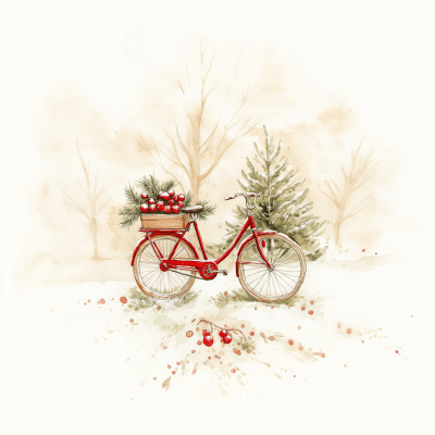 Vintage Watercolor Christmas Card