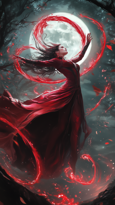 Scarlet Witch in Moonlit Forest