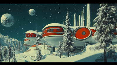 1960s Retro Space Age Winter Scene