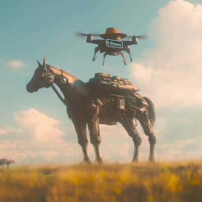 Drone Cowboy in a Field