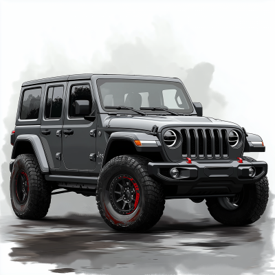 Dark Gray Jeep Illustration