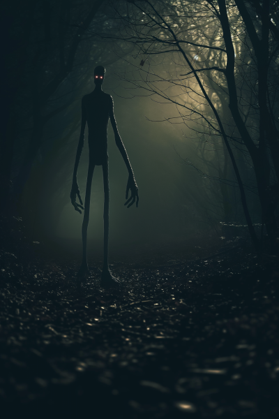 Horrifying Figure in Dark Forest