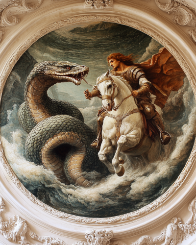 Knight and Serpent Battle
