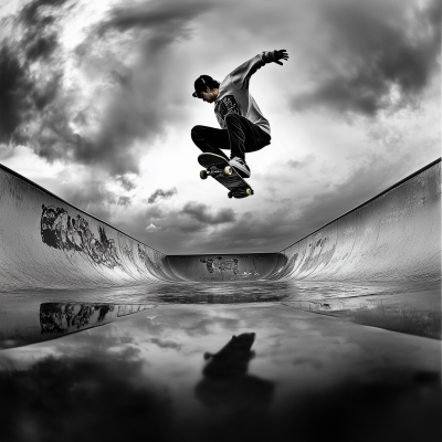 Badass Black and White Skateboarding