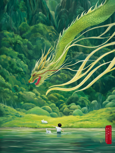 Emerald Dragon in Forest