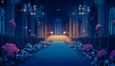 Anime Wedding Hall at Night