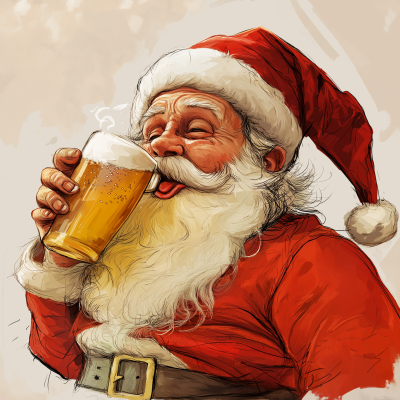 Santa Enjoying a Beer