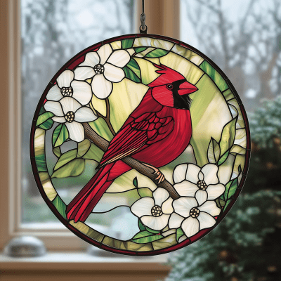 Stained Glass Cardinal Suncatcher