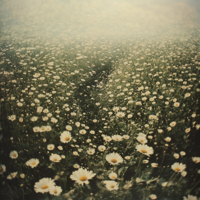 Curved Field of Daisies