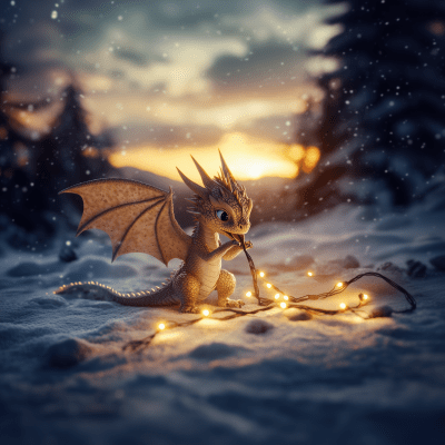 Christmas Lights and Baby Dragon