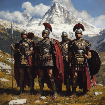 Roman Soldiers in Front of the Alps