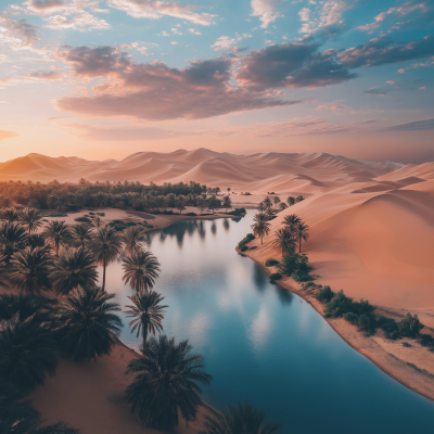 Desert Oasis at Sunset