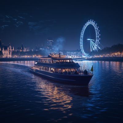Nighttime Yacht Party on the Thames