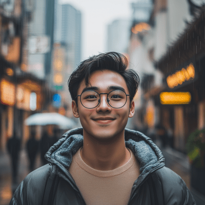 Cheerful Influencer in Shanghai