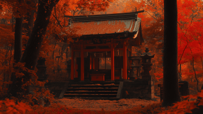Japanese Shrine in the Woods