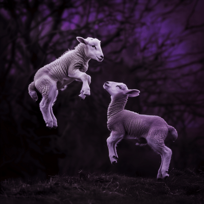 Jumping Sheep at Night