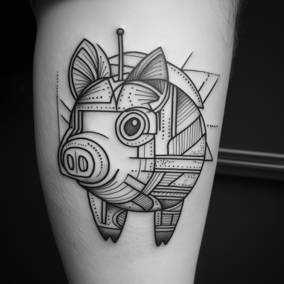 Art Deco Piggy Bank Tattoo