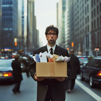 Confused Man in Busy Street
