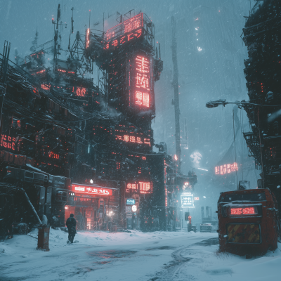 Cyberpunk Winter Scene