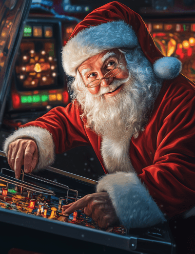Santa Playing Pinball