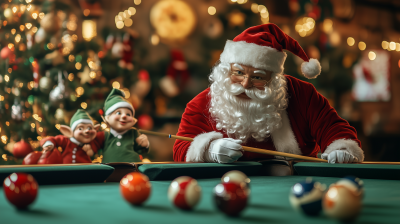 Santa Claus Playing Pool