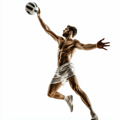 Athletic Male Spiking Volleyball